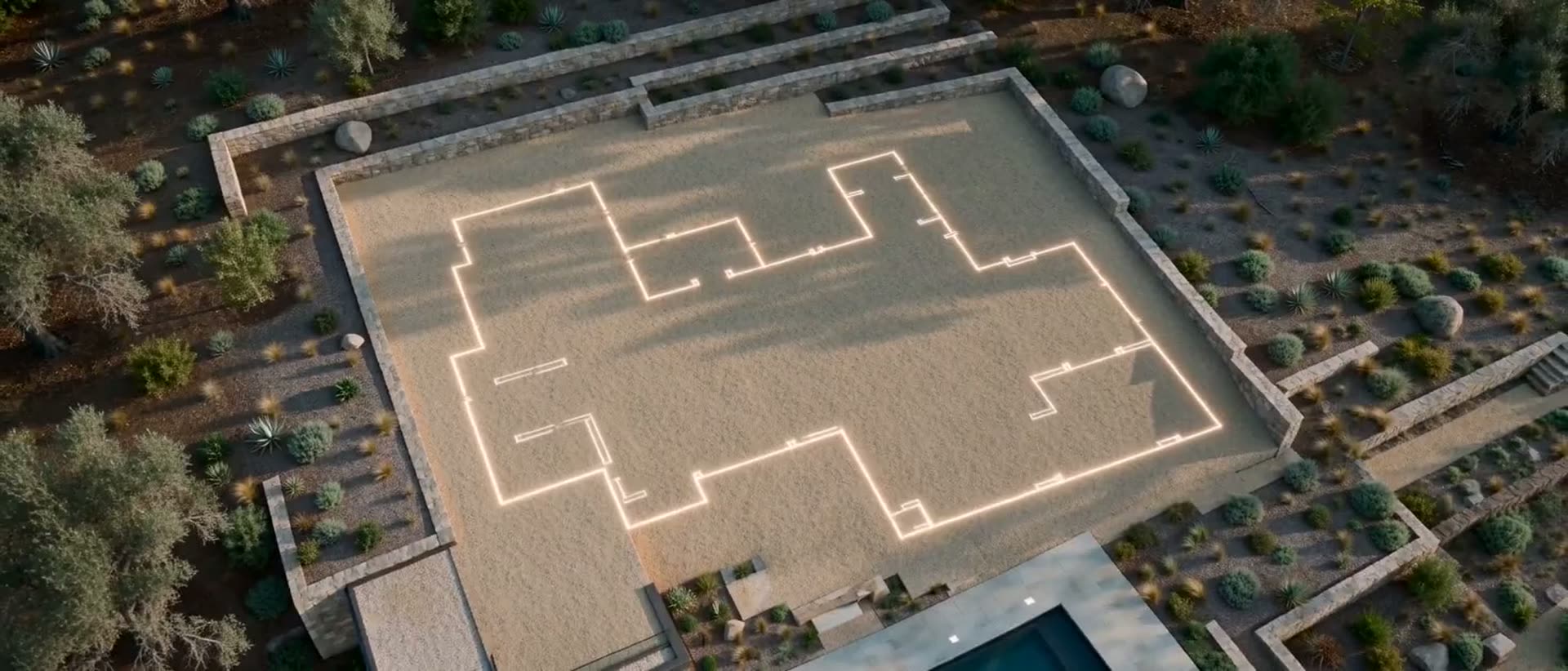 A house assembling from floor plan to slab to frame